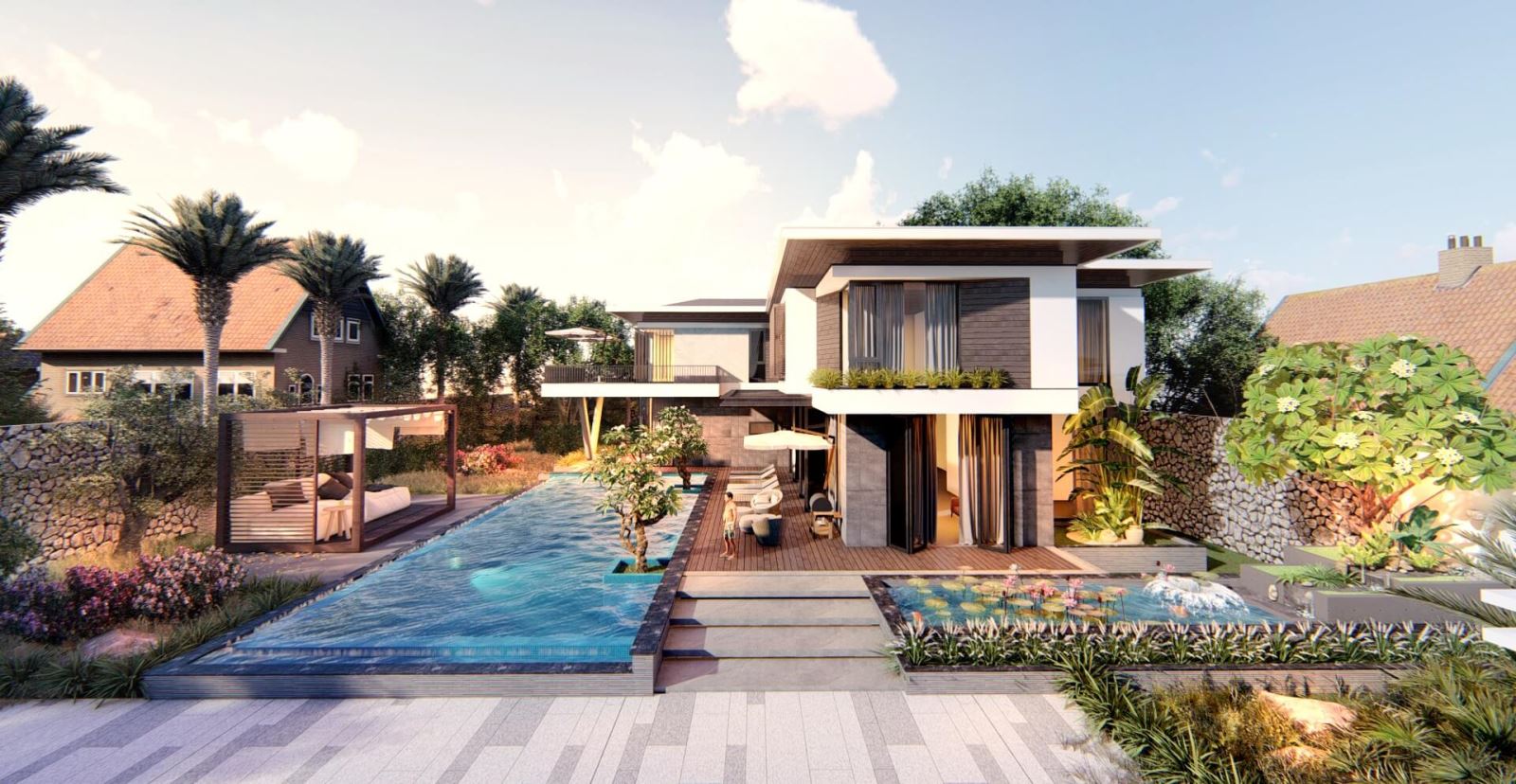 Đối với việc thiết kế nhà có bể bơi, thời điểm thi công hoàn toàn phụ thuộc vào điều kiện tài chính và mong muốn của gia chủ