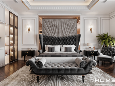Thiết kế nội thất phòng ngủ tân cổ điển thanh lịch, tinh tế- CĐT chị Trang tại Đà Nẵng, Hải Phòng