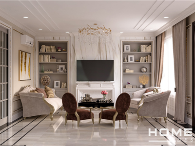 THIẾT KẾ NỘI THẤT BIỆT THỰ TÂN CỔ LUXURY TẠI VINHOME MARINA, HẢI PHÒNG- CĐT CHỊ YẾN 