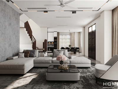 Thiết kế nội thất phòng khách, bếp hiện đại, sang trọng tại Mahathan Vinhomes Imperia, Hải Phòng