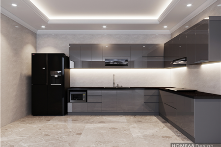 Tủ bếp Acrylic thiết kế hiện đại, tinh tế cho nhà anh Cường tại Nam Hải