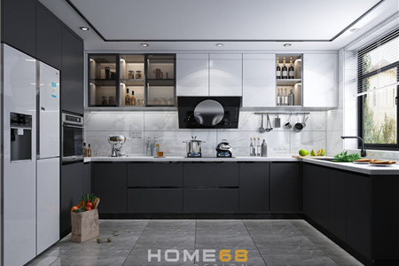 Tủ bếp Acrylic với màu sắc đơn giản, cuốn hút C19