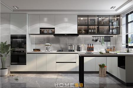 Tủ bếp cánh phủ Acrylic đơn sắc, hiện đại C14