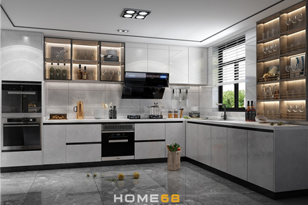 Tủ bếp cánh phủ Acrylic tinh tế, cuốn hút C12