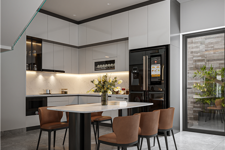 Tủ bếp nhựa Picomat cánh phủ Acrylic bóng gương tại Lâm Tường, Hải Phòng - CĐT anh Huy