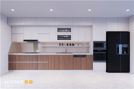 Tủ bếp khung nhựa Picomat kết hợp dán Laminate- CĐT anh Vương tại Tôn Đức Thắng, Hải Phòng