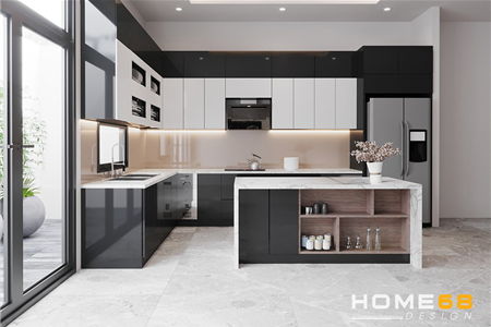 TỦ BẾP PHỦ ARCYLIC NHÀ CHỊ HƯƠNG- DỰ ÁN THỦY NGUYÊN, HẢI PHÒNG