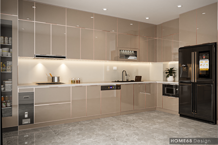 Tủ bếp cánh kính cường lực tại Trại Lẻ, Hải Phòng - CĐT Anh Dương