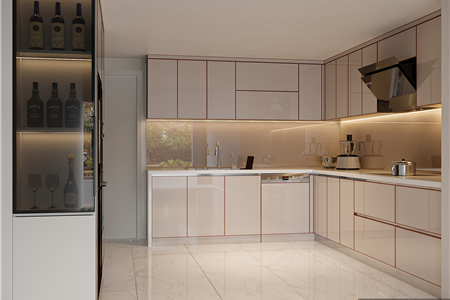 Tủ bếp cánh kính cường lực tại Văn Cao, Hải Phòng - CĐT Anh Tuấn