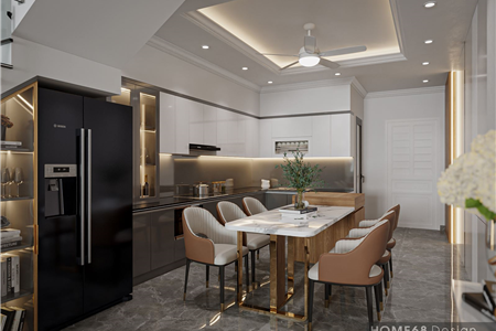 Tủ bếp nhựa Picomat cánh phủ Acrylic hiện đại nhà anh Hải tại Hải Phòng