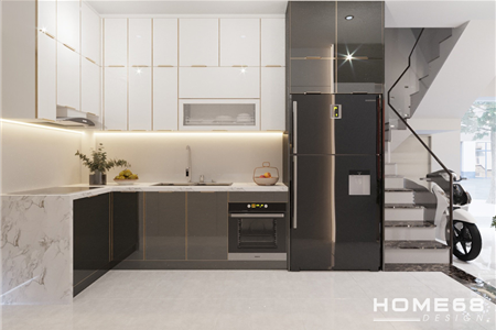 Tủ bếp cánh kính nhà chị Chi- Dự án Tô Hiệu, Hải Phòng