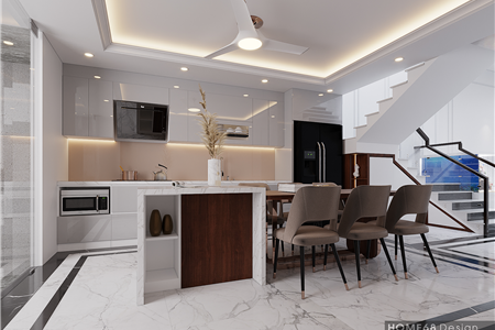 Tủ bếp nhựa Picomat cánh phủ Acrylic hiện đại nhà anh Tùng tại Hải Phòng