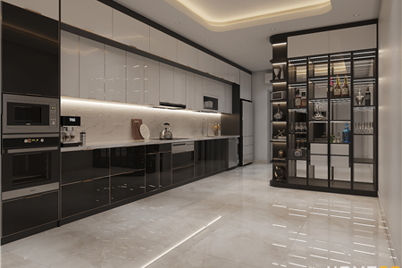 Tủ bếp inox, cánh kính cường lực nhà chú Xuân tại Hồ Sen, Hải Phòng