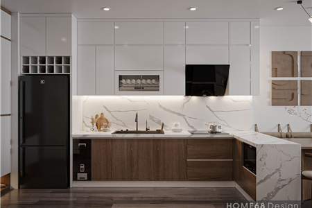 Tủ bếp nhựa Picomat cánh phủ Acrylic Modern Style tại Hoàng huy Commerce - Hải Phòng