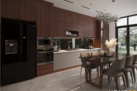 Tủ bếp nhựa Picomat kết hợp dán Laminate vân gỗ- CĐT chị Bích Kim tại Hải Phòng