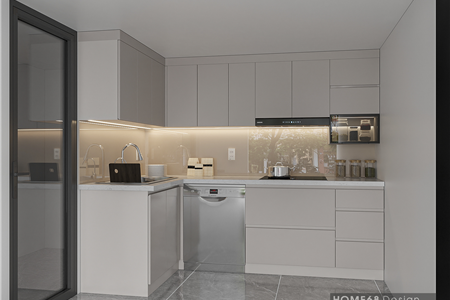 Tủ bếp nhựa Picomat phủ Acrylic hiện đại tại Kiều Sơn - CĐT Anh Quang