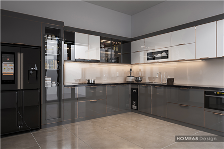 Tủ bếp cánh kính cường lực tại Hùng Vương, Hải Phòng - CĐT Anh Toàn