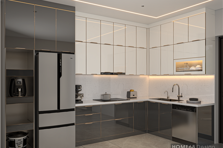 Tủ bếp inox cánh kính cường lực tại Ngô Gia Tự, Hải Phòng - CĐT Chị Nga