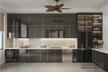 Tủ bếp inox cánh kính cường lực tại An Hải, Hải Phòng - CĐT Anh Trung