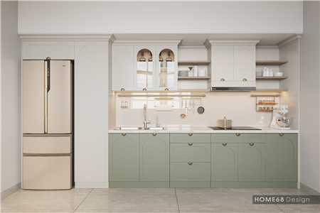 Tủ bếp Tân cổ nhựa Picomat phủ sơn Inchem tại Vũ Yên, Hải Phòng - CĐT Chị Hằng