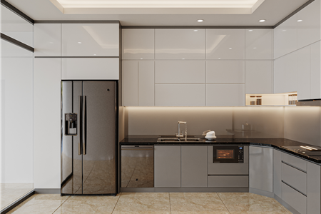 Tủ bếp nhựa Picomat cánh phủ Acrylic nhà anh Tuấn tại Vũ Chí Thắng, Hải Phòng